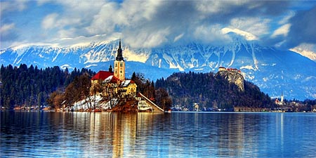 Bled Lake Slovenia With Castle At Distance